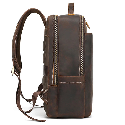 2025 New Arrivals Leather Backpack For Travel Men Male Cowhide Leather Laptop Bag 15.6" 17 Double Shoulder Bagpack For Man Retro