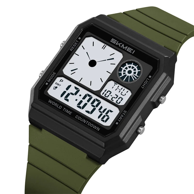 Skmei 5 Alarm Clock Male Military Sports Watches Analog Digital Display Multiple Time Zone Waterproof Swimming Mens Stop Watch