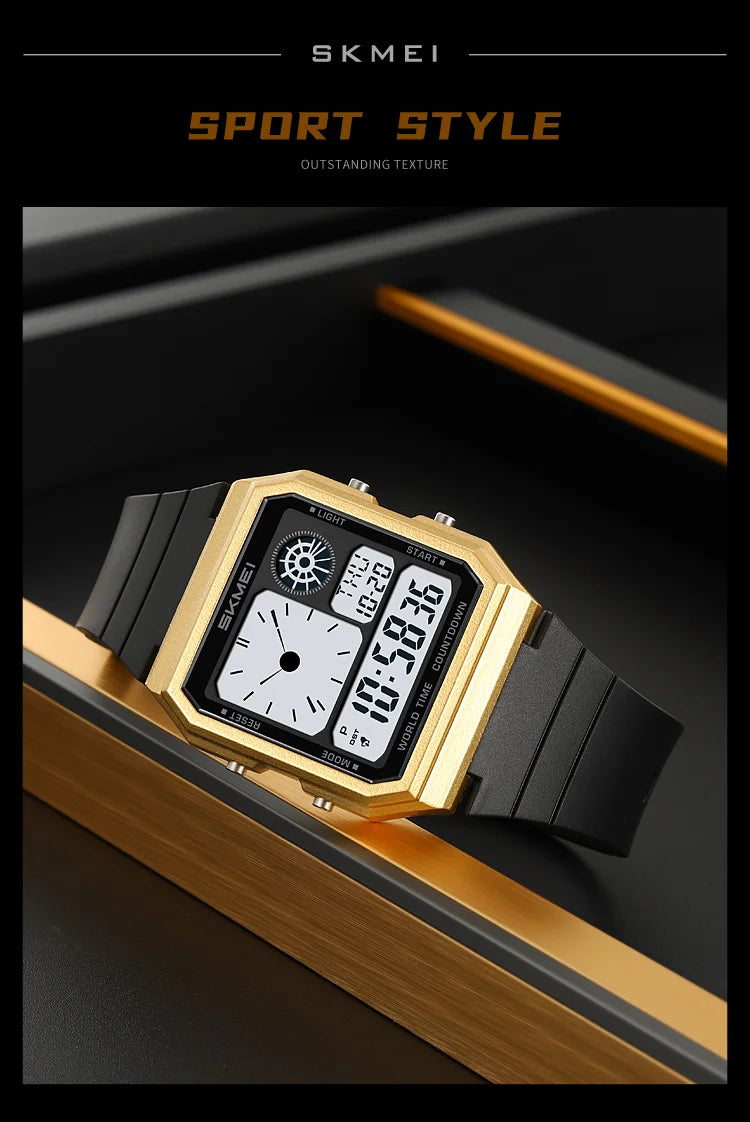 Skmei 5 Alarm Clock Male Military Sports Watches Analog Digital Display Multiple Time Zone Waterproof Swimming Mens Stop Watch