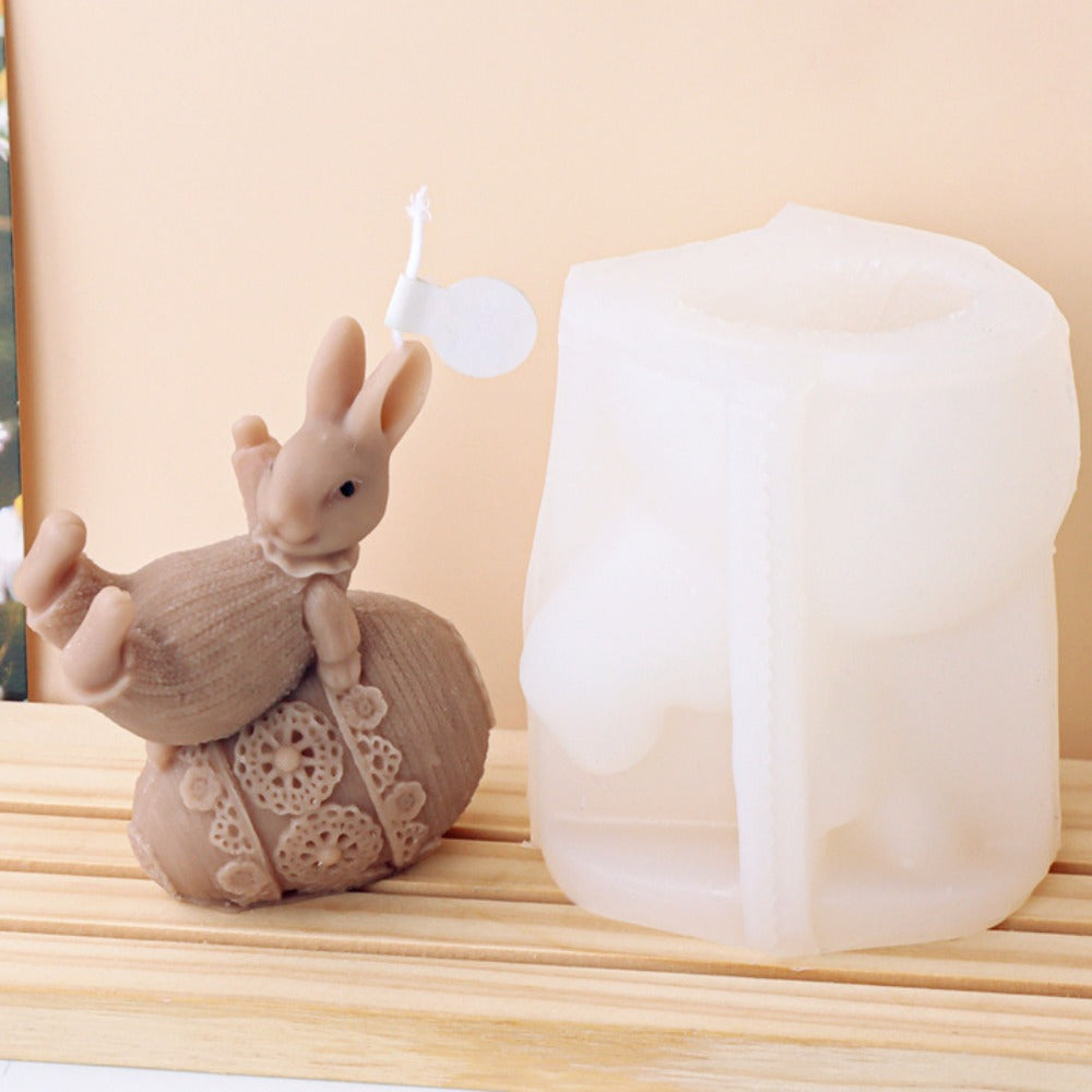 Candle Silicone Mold Rabbit Egg Aromatherapy Candle DIY Easter Drip Plaster Rabbit Mold Craft Gifts Home Decor Easy Demolding