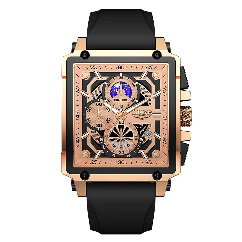 LIGE Men Watch Foxbox Brand Luxury Waterproof Quartz Wristwatch For Men Date Sport Silicone Clock Male Watches Relogio Masculino