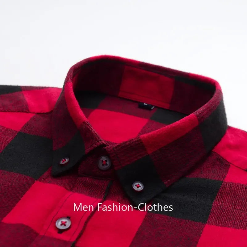 2024 100% Cotton New Male Casual Long Sleeve Warm Man Clothes Flannel Plaid Shirt Men Plus Size 3XL 4XL
