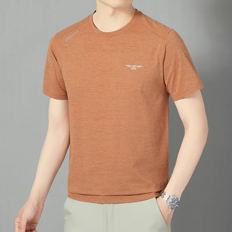 2025 New Men's Korean Casual Short Sleeved Round Neck T-shirt Summer Fashionable and Comfortable Versatile Top