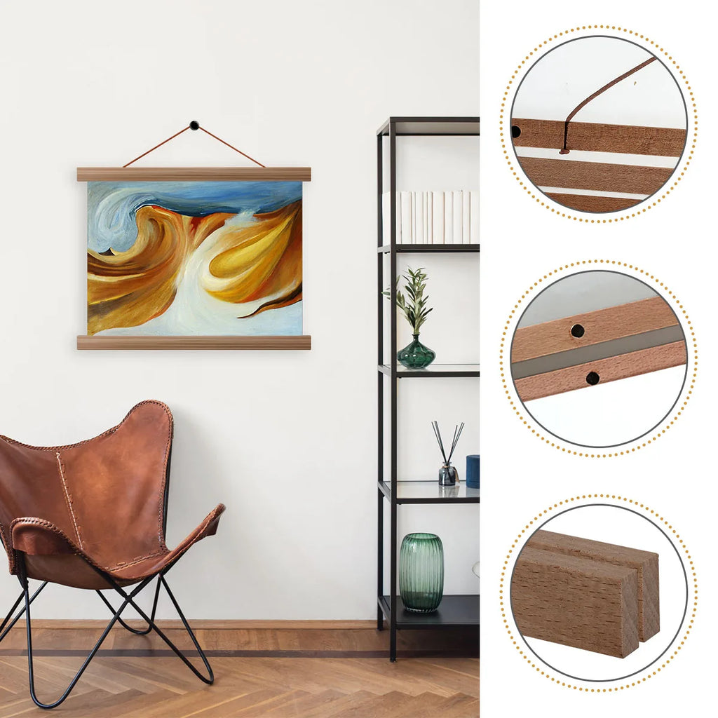 4pcs Picture Poster Hanger Frames Magnetic DIY Wood Hanging Rod Photo Wall Art Canvas Prints Painting Hang Rack Home Decor Easel