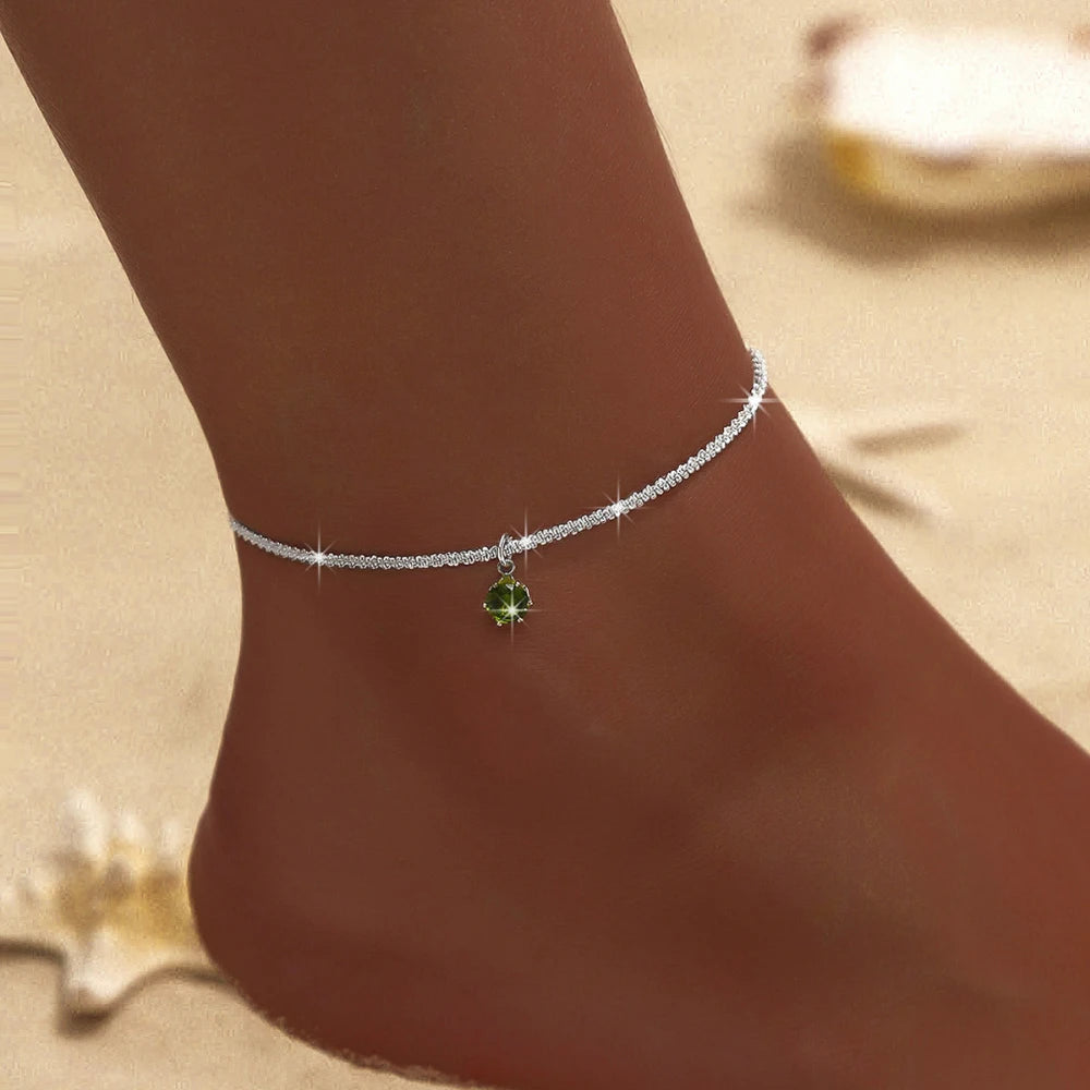 New 925 Sliver Plated CZ Anklet Bracelets for Women Girl Trendy Waterproof Zircon Charm Dainty Layer Chain Anklets Jewelry Gifts
