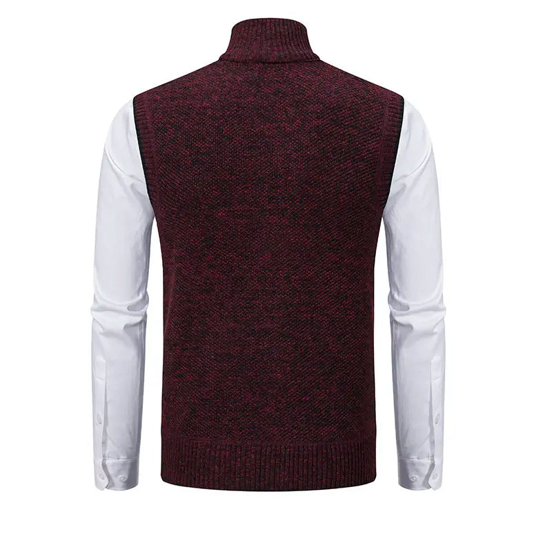 Men Sweaters Vest 2025 Autumn Winter New Wool Warm Velvet Solid Casual Knitwear Turtleneck Sleeveless Sweaters Vest men clothing